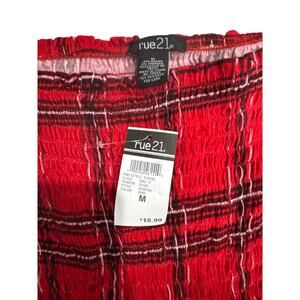 Rue 21 Red Plaid Long Sleeve Crop Top - Size:‎ Medium